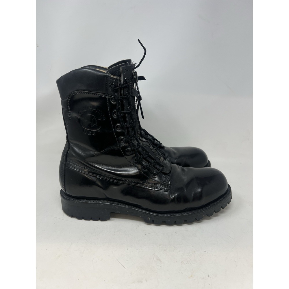 Chippewa 27422 Men's 10.5D Steel Toe Duty Boots Black Leather USA Made Vibram